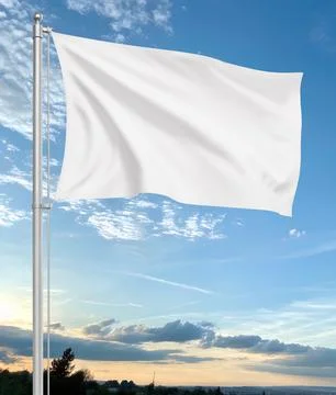 An image of a White Flag in a blue Sky Stock Illustration