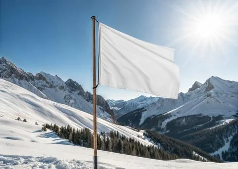 An image of a White flag isolated on a blue sky Stock Illustration
