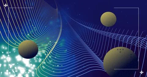 Image of white frame over colourful shapes moving 스톡 일러스트