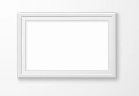 Image white frame. Realistic blank elegant picture on wall, modern interior Illustrazione stock