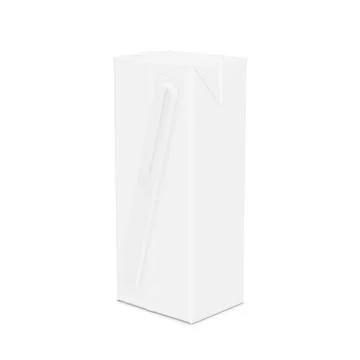 A image of a white juice box with straw isolated on a blank background Stock Illustration
