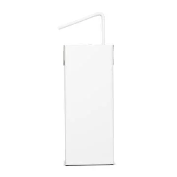A image of a white juice box with straw isolated on a blank background Stock Illustration