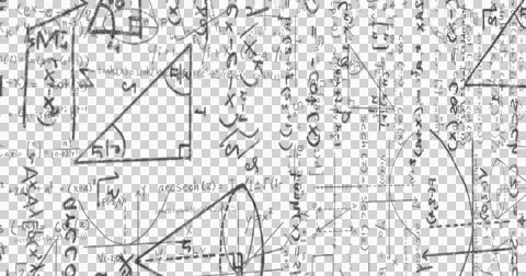 Image of white mathematical equations and geometric drawings on blackboard Stock Illustration
