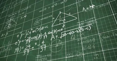 Image of white mathematical equations and diagrams over grid pattern agains.. Stock Photos
