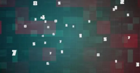 Image of white numbers changing and processing on digital screen Foto stock