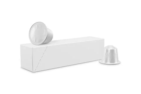 A image of a White Paper Box With Coffee Capsules isolated on a white backg.. Stock Illustration