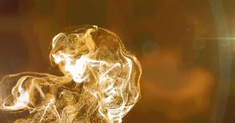 Image of white particle cloud and light moving on brown background Stock Illustration