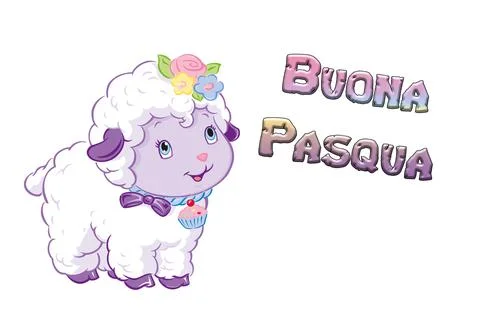 Image of a white path, on a white background, with Italian text Happy Easter Illustrazione stock