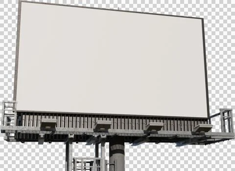 Image of white, rectangular blank billboard sign with copy space and lights Stock Photos
