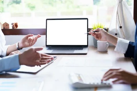 An image of a white screen computer can contain text or other media Stock Photos