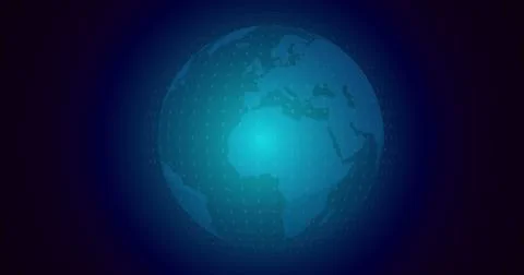 Image of white spots and globe on black background Illustrazione stock