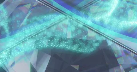 Image of white spots moving over cube Ilustração Stock