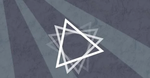 Image of white triangle outlines rotating grey stripes moving in hypnotic motion Stock Photos