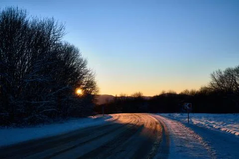 Image of a winter road. Stock Photos