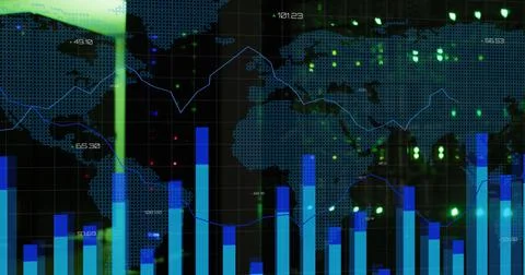 Image of world map and data processing over computer servers Stock Illustration
