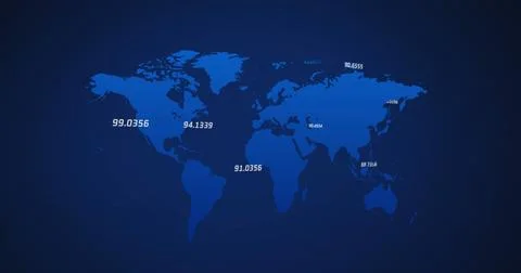 Image of world map and data processing on interface Stock Illustration
