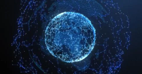 Image of world map and data processing against spinning globe and network of Illustrazione stock