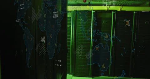 Image of world map and data processing over computer servers Stock Illustration
