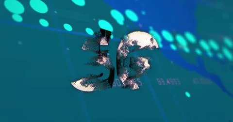 Image of world map and data processing over green background 스톡 일러스트