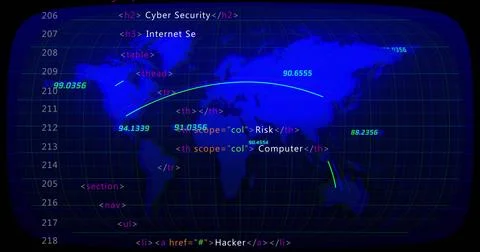 Image of world map and data processing Foto stock