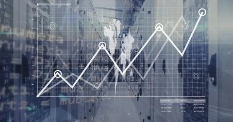 Image of world map and data processing over computer servers Stock Photos