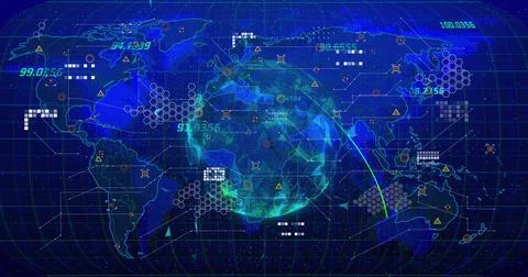 Image of world map with data processing over globe イラスト素材