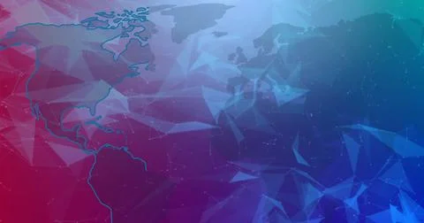 Image of world map with data processing over colourful background Illustrazione stock