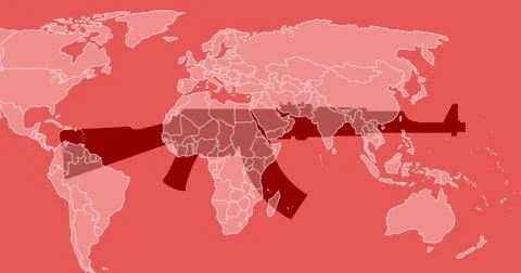 Image of world map over assault rifle on pink background Ilustração Stock