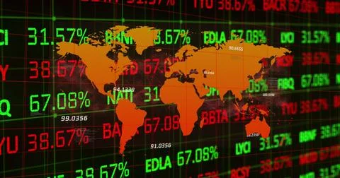 Image of world map over data processing Stock Illustration