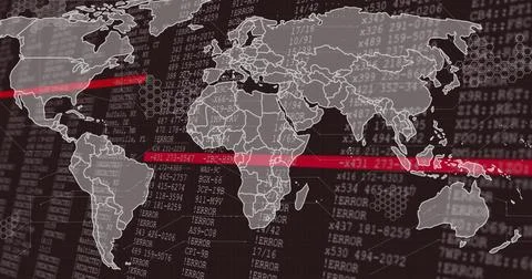 Image of world map over data processing Stock Illustration