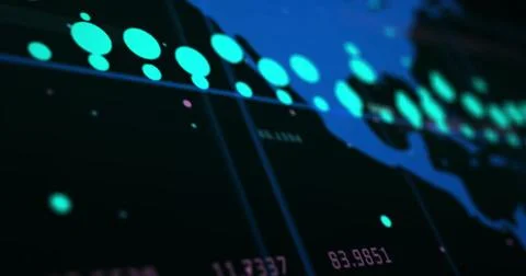 Image of world map over data processing Illustrazione stock