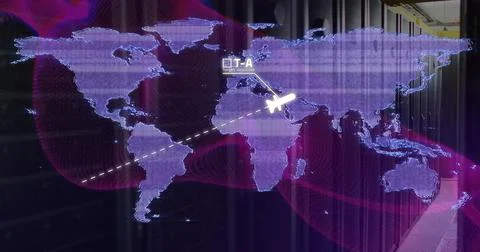 Image of world map over server room Stock Photos