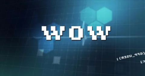 Image of wow text over data processing on blue background 스톡 일러스트