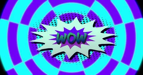 Image of wow text over retro vibrant pattern background 写真素材