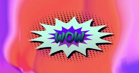 Image of wow text over retro vibrant pattern background Stock Photos