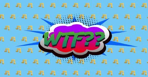 Image of wtf text over retro vibrant pattern background 스톡 일러스트