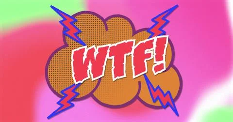 Image of wtf text over retro vibrant pattern background Stock Photos