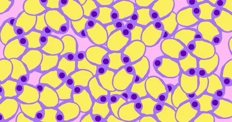 Image of yellow and violet cells on pink background Stock Illustration