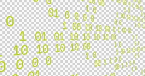 Image of yellow binary coding moving on transparent background 库存插图