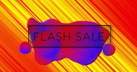 Image of yellow flash sale text over purple blot on orange and yellow background 스톡 일러스트