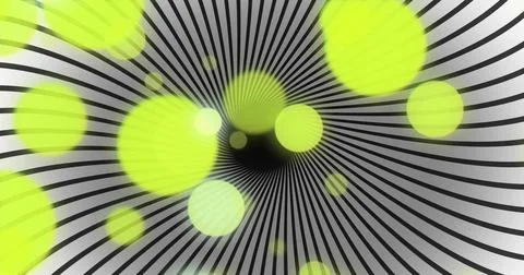 Image of yellow light spots over spinning stripes Stockillustratie