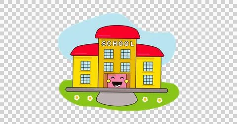Image of yellow school building icon on black background Ilustración de archivo