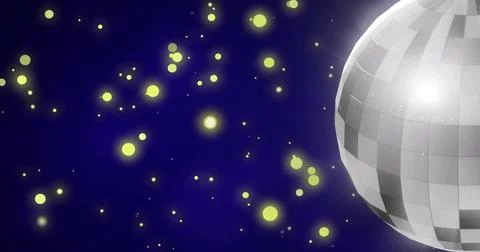 Image of yellow spots over disco ball Stock Photos