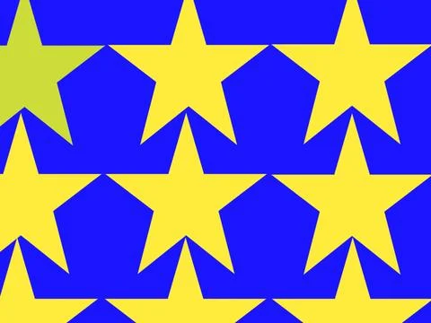 Image of a yellow star on a blue background Stock Illustration