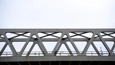 Image of yellow tram crossing bridge, central Berlin, Germany. Video stock 105589165