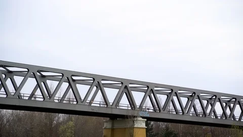 Image of yellow tram crossing bridge, central Berlin, Germany. Video stock 105589380