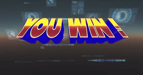 Image of you win in digital abstract space with screens and diverse data イラスト素材