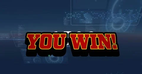 Image of you win text over scope scanning and data processing 스톡 일러스트