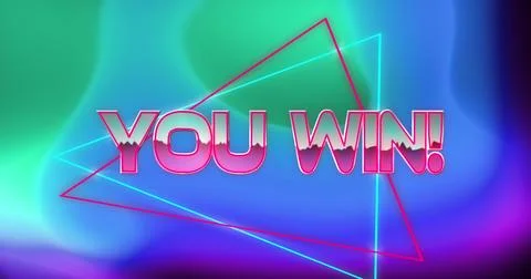 Image of you win text over shapes Stock Photos