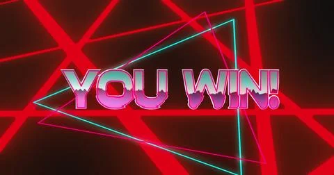 Image of you win text over neon pattern background Stock Photos